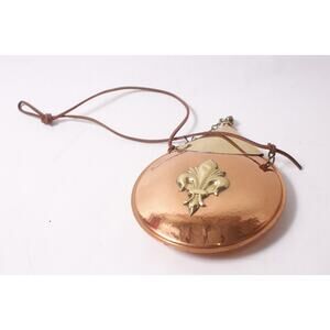 Vintage Flask with Fleur-de-lis Copper and Brass Wall Hanging ~ 260304-WH 1026